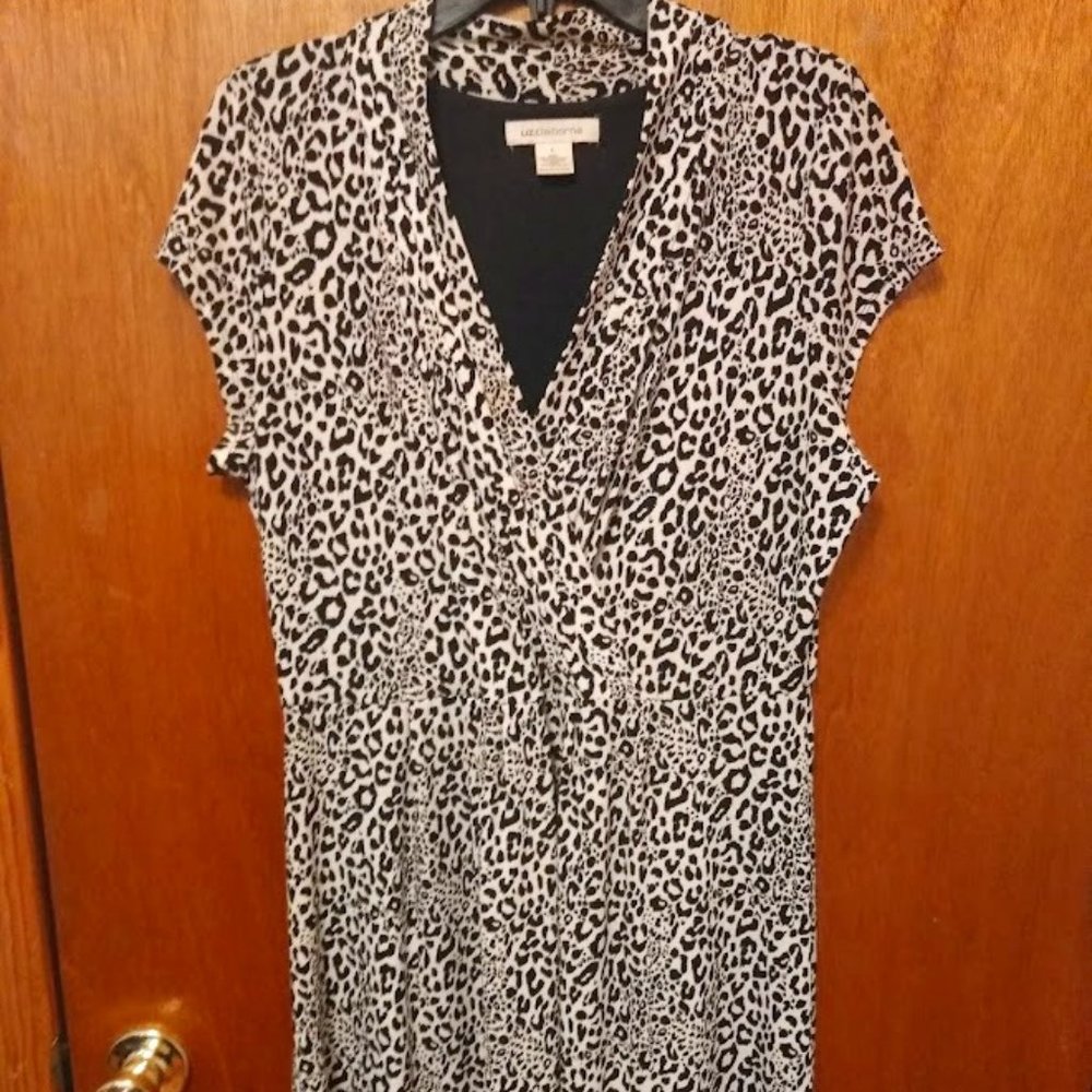 Liz Claiborne Black/White Print Dress Size Large